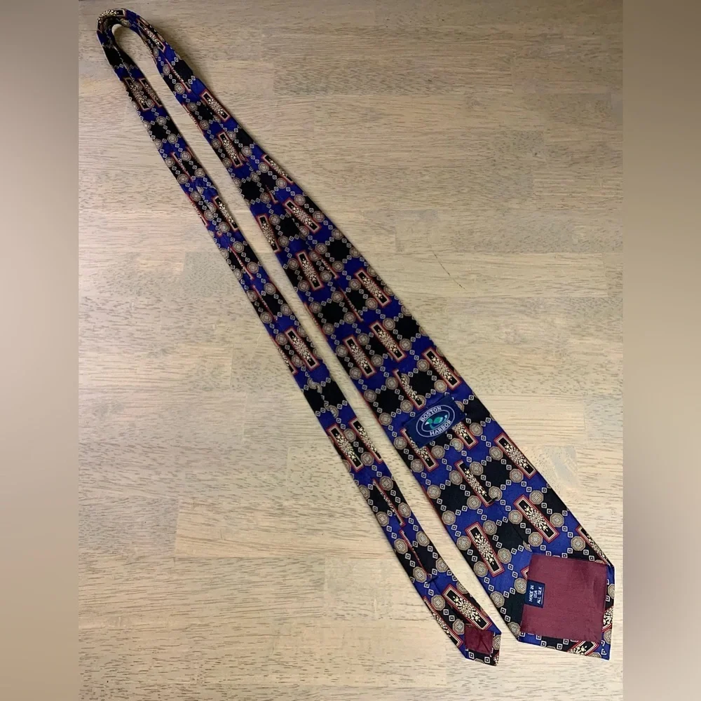 Boston Harbor Multicolor Geometric Men's Tie Silk 3.75